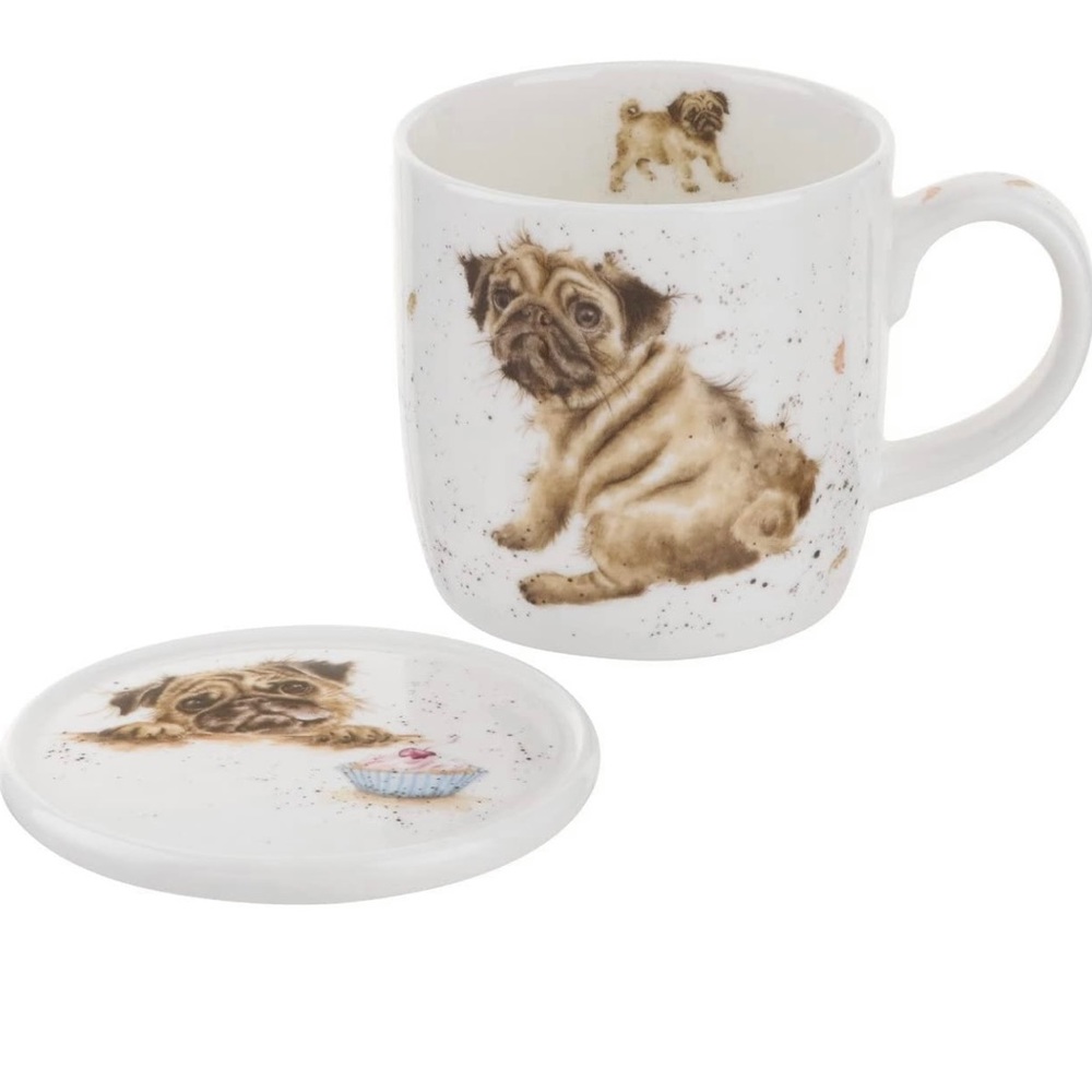 Royal Worcester Wrendale Designs Pug Love Mug and Coaster Set